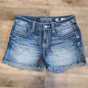 Miss Me Distressed Blue Jean Shorts